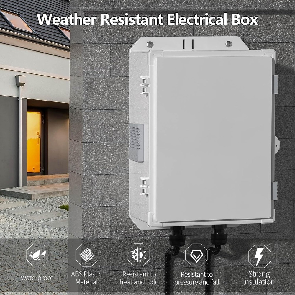 Namunanee ABS Outdoor Electrical Junction Box 13x9.2x5.6 Hinged Waterproof White - Picture 7 of 7